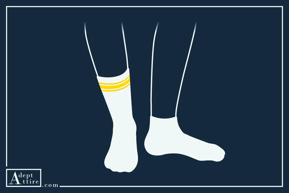 Drawing Of Person Wearing Both A Crew Styled & Ankle Styled Sock