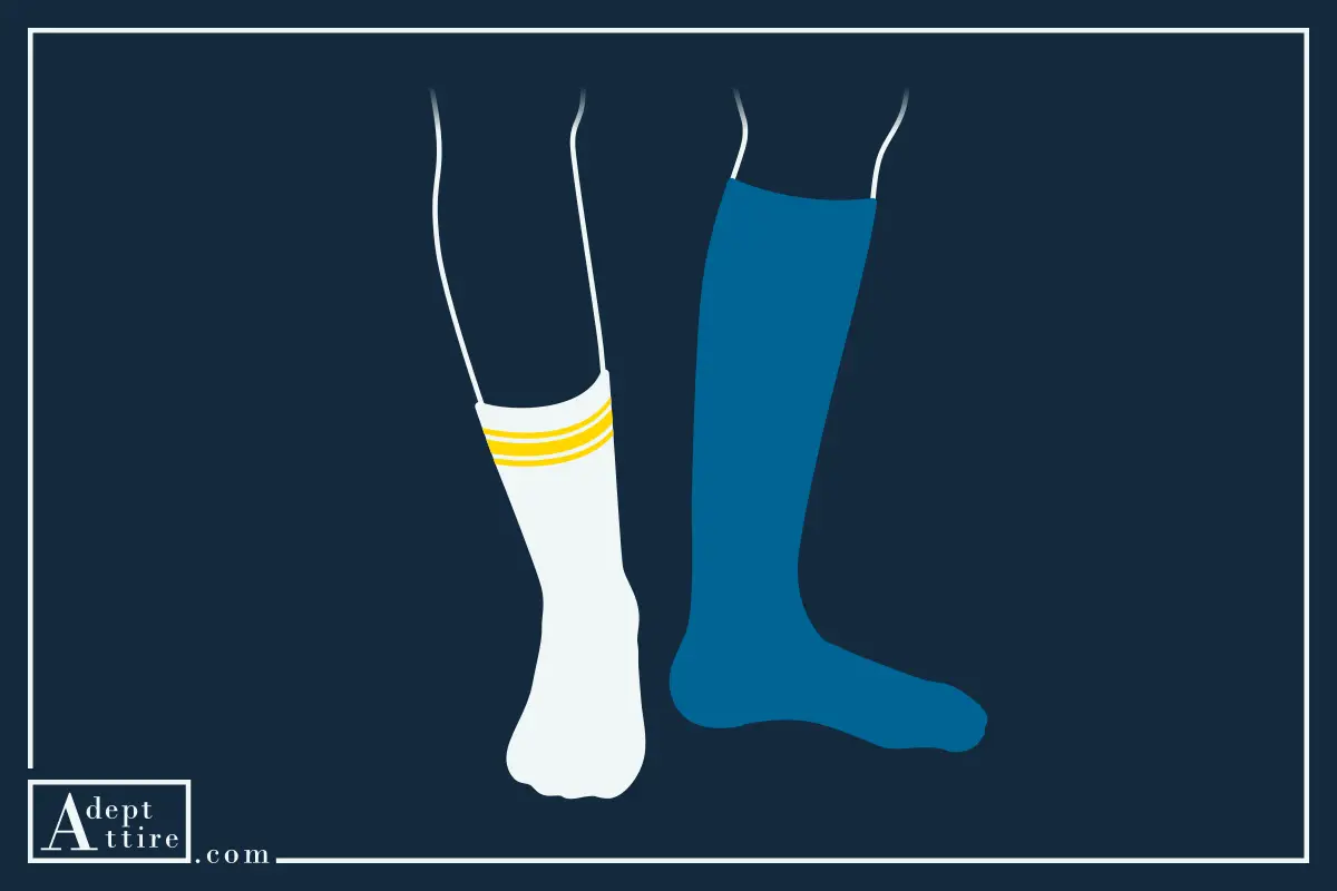 Drawing Of Person Wearing Both A Crew Styled & Over Calf Styled Sock